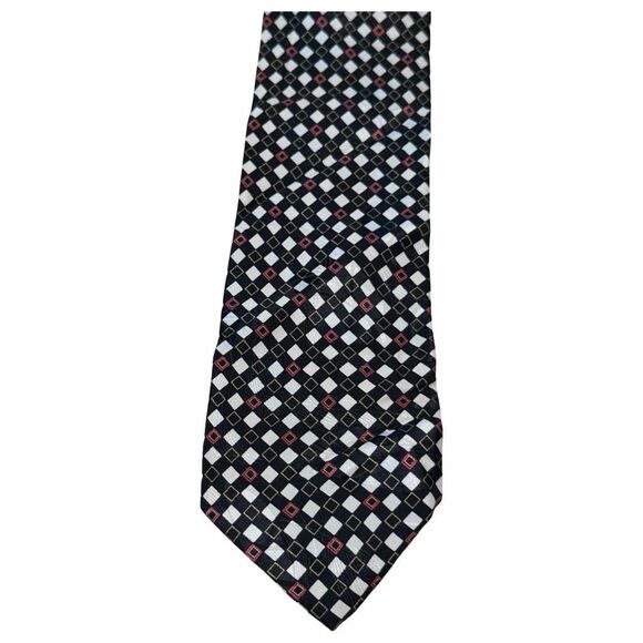 Brioni Other - Brioni Silk Geometric Black Red White Mens Tie
